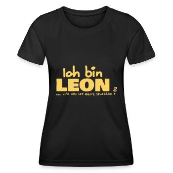 Ausrede Namenschild Leon - Frauen Funktions-T-Shirt - Schwarz - Vorne - AI Model Female 172 light (172cm)