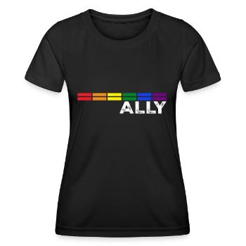 Proud Ally Bars Equality LGBTQ Rainbow Flag Gay - Women's Functional T-Shirt - black - Front - AI Model Female 172 light (172cm)