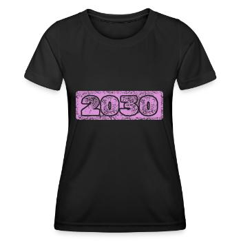 Year 2030 - Women's Functional T-Shirt - black - Front - AI Model Female 172 light (172cm)