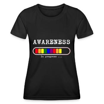 AWARNESS in progress / CONSCIENCE en progression - T-shirt sport Femme - noir - Devant - AI Model Female 172 light (172cm)