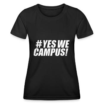 #yes we campus | Uni College Student - Frauen Funktions-T-Shirt - Schwarz - Vorne - AI Model Female 172 light (172cm)