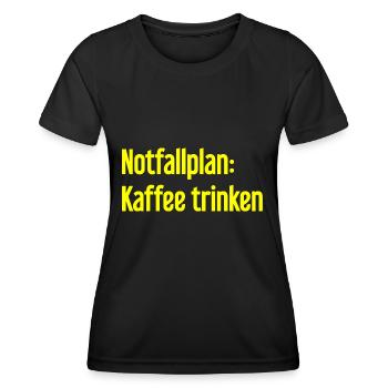 Kaffee-Notfallplan - Frauen Funktions-T-Shirt - Schwarz - Vorne - AI Model Female 172 light (172cm)