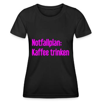 Plan d’urgence pour le café - T-shirt sport Femme - noir - Devant - AI Model Female 172 light (172cm)