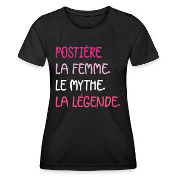 La femme le mythe la légende postière - T-shirt sport Femme - noir - Devant - AI Model Female 172 light (172cm)