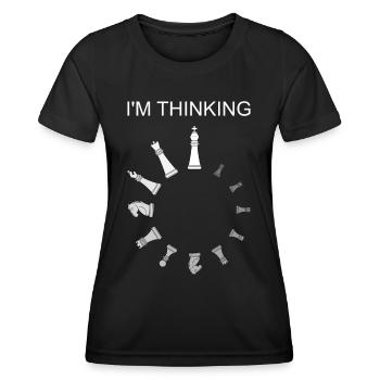 Je pense, pièces d’échecs - T-shirt sport Femme - noir - Devant - AI Model Female 172 light (172cm)
