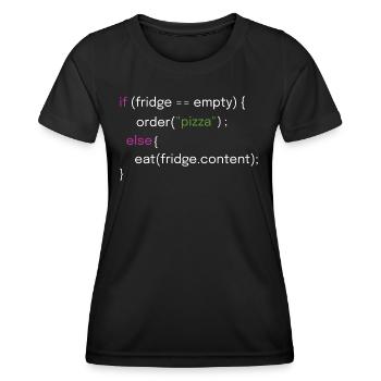 Lustiges Essen und Coding Design - Frauen Funktions-T-Shirt - Schwarz - Vorne - AI Model Female 172 light (172cm)