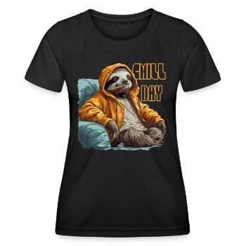 Faultier chill day - Frauen Funktions-T-Shirt - Schwarz - Vorne - AI Model Female 172 light (172cm)