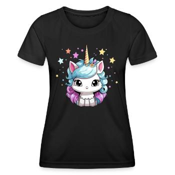 Einhorn magie fantasy mädchen einhornmotiv - Frauen Funktions-T-Shirt - Schwarz - Vorne - AI Model Female 172 light (172cm)