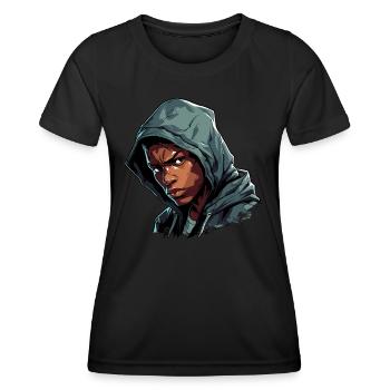Boxeur à l’entraînement avant le combat sur le ring - T-shirt sport Femme - noir - Devant - AI Model Female 172 light (172cm)