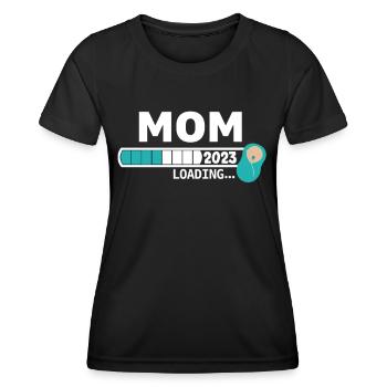Mom 2023 loading... / Mama 2023 - Frauen Funktions-T-Shirt - Schwarz - Vorne - AI Model Female 172 light (172cm)