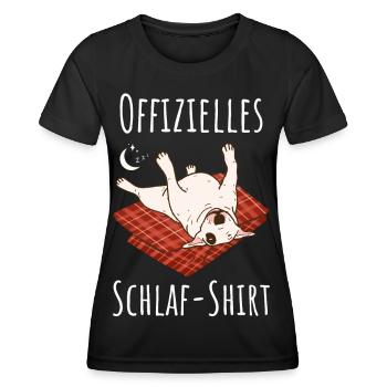 Bullterrier Miniatur Pyjama Schlafanzug Frauchen - Frauen Funktions-T-Shirt - Schwarz - Vorne - AI Model Female 172 light (172cm)