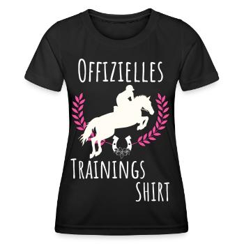 Reiten Pferde Springreiten Training Pferdemädchen - Frauen Funktions-T-Shirt - Schwarz - Vorne - AI Model Female 172 light (172cm)