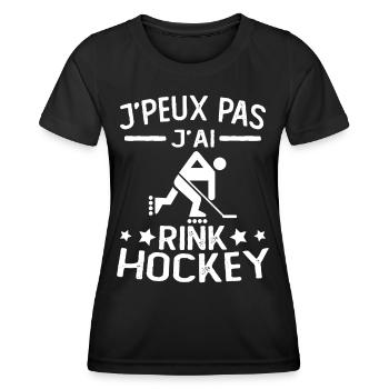 j'peux pas j'ai rink hockey - T-shirt sport Femme - noir - Devant - AI Model Female 172 light (172cm)