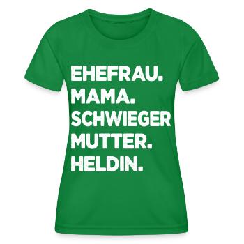 Schwiegermutter Ehefrau Mama Heldin Schwiegermama - Frauen Funktions-T-Shirt - Kelly Green - Vorne - AI Model Female 172 dark (172cm)