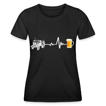 Tractor and Beer Heartbeat Line - Women's Functional T-Shirt - black - Front - AI Model Female 172 light (172cm)