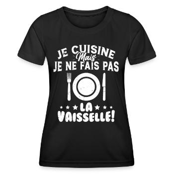 Je Cuisine Mais Je Ne Fais Pas La Vaisselle Humour - T-shirt sport Femme - noir - Devant - AI Model Female 172 light (172cm)