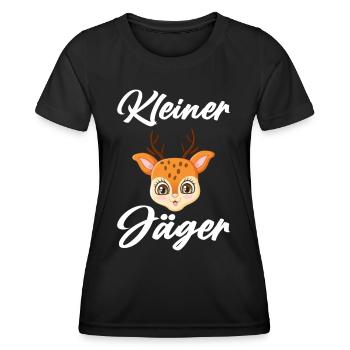 Kleiner Jäger Nachwuchsjäger Jagd Papa Jäger Baby - Frauen Funktions-T-Shirt - Schwarz - Vorne - AI Model Female 172 light (172cm)