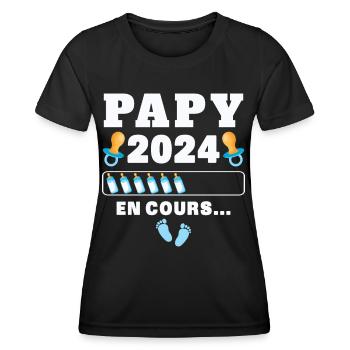 Futur Papy 2024 En Cours - T-shirt sport Femme - noir - Devant - AI Model Female 172 light (172cm)