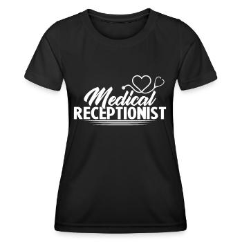 Réceptionniste médicale Cadeau réceptionnist - T-shirt sport Femme - noir - Devant - AI Model Female 172 light (172cm)