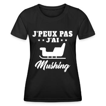 J'peux pas Mushing Chiens Traineau Cadeau Musher - T-shirt sport Femme - noir - Devant - AI Model Female 172 light (172cm)