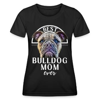Bulldogge - BEST Bulldog MOM - Bulldoggen Mama - T-shirt sport Femme - noir - Devant - AI Model Female 172 light (172cm)