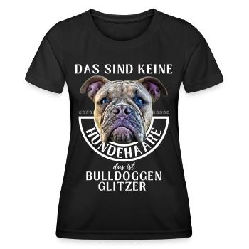 BULLDOGGEN GLITZER ...Bulldogge Bulldog Bulldoggen - Frauen Funktions-T-Shirt - Schwarz - Vorne - AI Model Female 172 light (172cm)