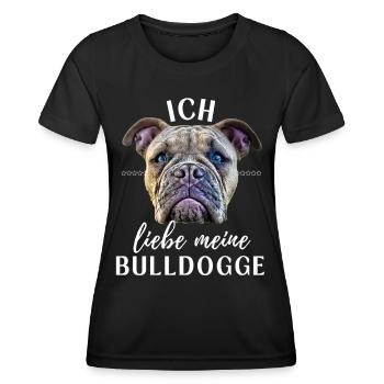 ICH LIEBE MEINE Bulldogge Bulldog Bulldoggen - Frauen Funktions-T-Shirt - Schwarz - Vorne - AI Model Female 172 light (172cm)