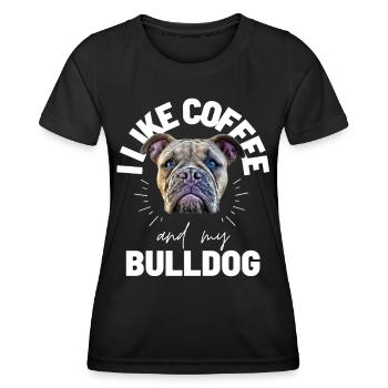 Bulldog J’AIME LE CAFÉ ET MON Bulldog Bulldogs - T-shirt sport Femme - noir - Devant - AI Model Female 172 light (172cm)