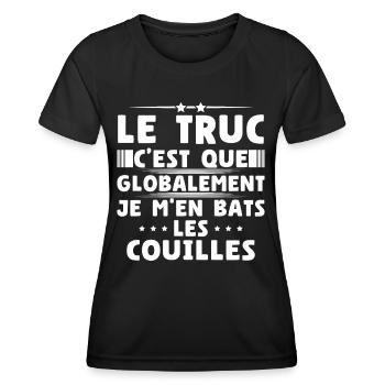 Globalement je m'en bats les couilles - T-shirt sport Femme - noir - Devant - AI Model Female 172 light (172cm)