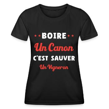 humour apéro boire un canon vigneron noel - T-shirt sport Femme - noir - Devant - AI Model Female 172 light (172cm)