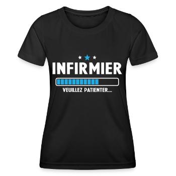 Infirmier veuillez patienter - T-shirt sport Femme - noir - Devant - AI Model Female 172 light (172cm)