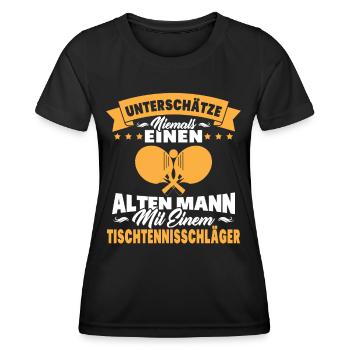 Alten mann mit einem tischtennisschläger - Frauen Funktions-T-Shirt - Schwarz - Vorne - AI Model Female 172 light (172cm)
