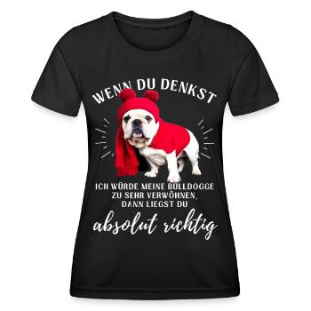 BULLDOGGE VERWÖHNEN Bulldog Bulldogge Bulldoggen - Frauen Funktions-T-Shirt - Schwarz - Vorne - AI Model Female 172 light (172cm)