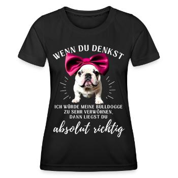 BULLDOGGE VERWÖHNEN Bulldog Bulldogge Bulldoggen - Frauen Funktions-T-Shirt - Schwarz - Vorne - AI Model Female 172 light (172cm)