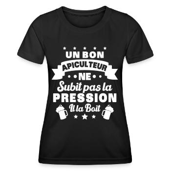Apiculteur ne subit pas la pression humour Abeille - T-shirt sport Femme - noir - Devant - AI Model Female 172 light (172cm)