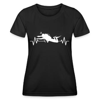 Plongée Heartbeat Diver Diver Scuba Diver Plongée sous-marine Plongée sous-marine T - T-shirt sport Femme - noir - Devant - AI Model Female 172 light (172cm)