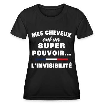 mes cheveux homme humour cheveux super pouvoir - T-shirt sport Femme - noir - Devant - AI Model Female 172 light (172cm)