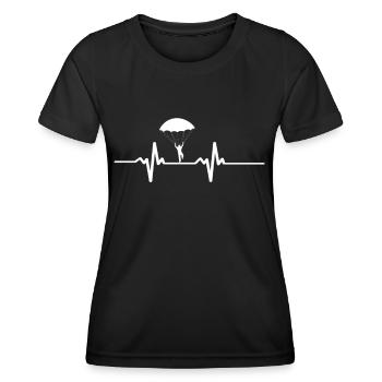 Fallschirm Fallschirmsprung Shirt Herzschlag mann - Frauen Funktions-T-Shirt - Schwarz - Vorne - AI Model Female 172 light (172cm)