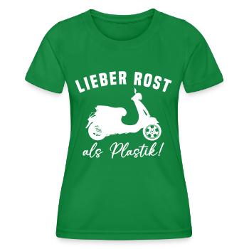 Lieber Rost als Plastic - Frauen Funktions-T-Shirt - Kelly Green - Vorne - AI Model Female 172 dark (172cm)