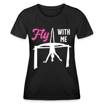 Flieg mit mir Silk Circus Antenne - Frauen Funktions-T-Shirt - Schwarz - Vorne - AI Model Female 172 light (172cm)