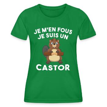 Je M'en Fous Je Suis Un Castor - Castor Doux - T-shirt sport Femme - vert - Devant - AI Model Female 172 dark (172cm)