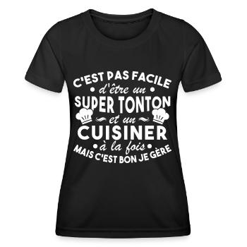Super Tonton et un Cuisinier Cadeau Humour - T-shirt sport Femme - noir - Devant - AI Model Female 172 light (172cm)