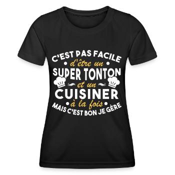 Super Tonton et un Cuisinier Cadeau Humour - T-shirt sport Femme - noir - Devant - AI Model Female 172 light (172cm)