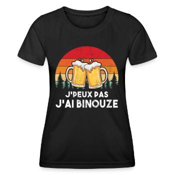 J'Peux Pas J'Ai Binouze Vintage Bière Apéro - T-shirt sport Femme - noir - Devant - AI Model Female 172 light (172cm)
