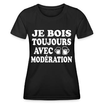 Je Bois Toujours Avec Modération Humour Apéro - T-shirt sport Femme - noir - Devant - AI Model Female 172 light (172cm)