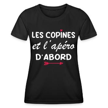 Les copines et l'apéro d'abord - T-shirt sport Femme - noir - Devant - AI Model Female 172 light (172cm)