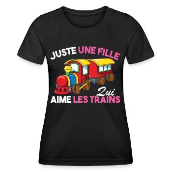 Enfant Juste une fille qui aime les trains Humour - T-shirt sport Femme - noir - Devant - AI Model Female 172 light (172cm)