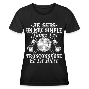 Kettensäge Bier Humor Mann Holzfäller Lustig - Frauen Funktions-T-Shirt - Schwarz - Vorne - AI Model Female 172 light (172cm)