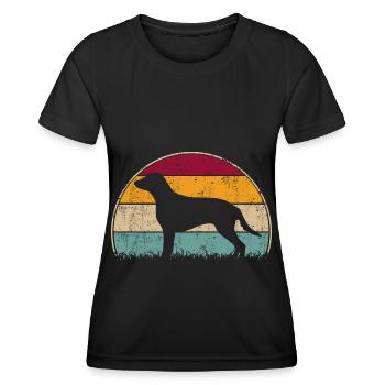 Curly Coated Retriever Vintage Retro - Women's Functional T-Shirt - black - Front - AI Model Female 172 light (172cm)
