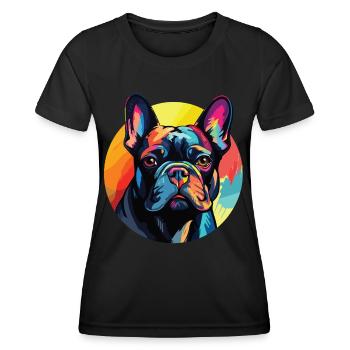 Portrait Bouledogue Français style pop art - T-shirt sport Femme - noir - Devant - AI Model Female 172 light (172cm)